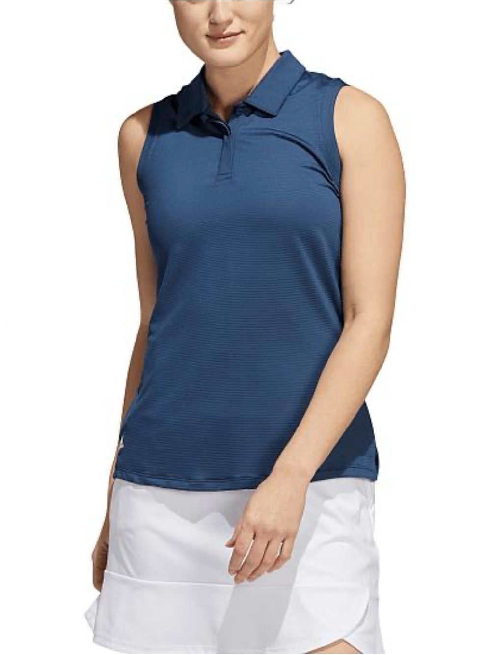 🆕 NWT Adidas Ottoman Solid Sleeveless P Golf Polo Tank Top Crew Navy Blue Sz XL